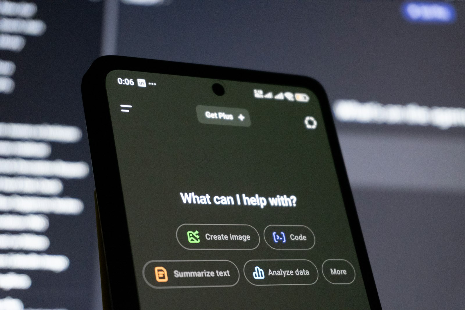 AI chatbot interface on a phone screen